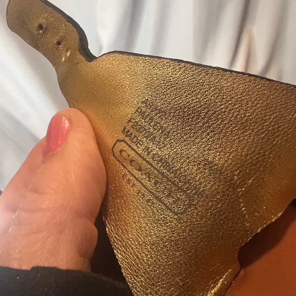 Coach Black and Brown Wedge Sandals with Patent Leather Strap - Picture 7 of 7